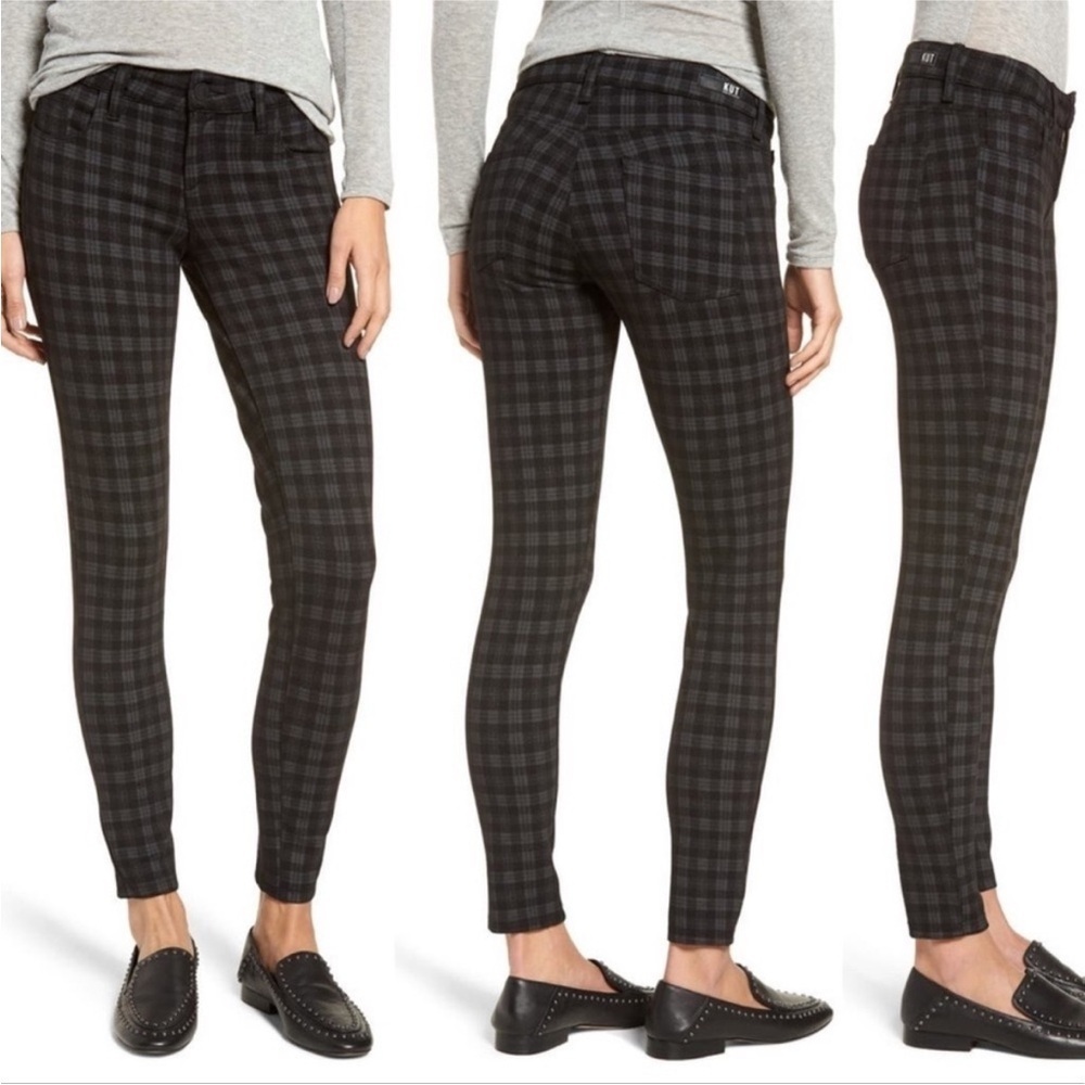 KUT FROM THE KLOTH Donna Ankle Skinny Pants Black Gray Plaid Size 6 Woman’s